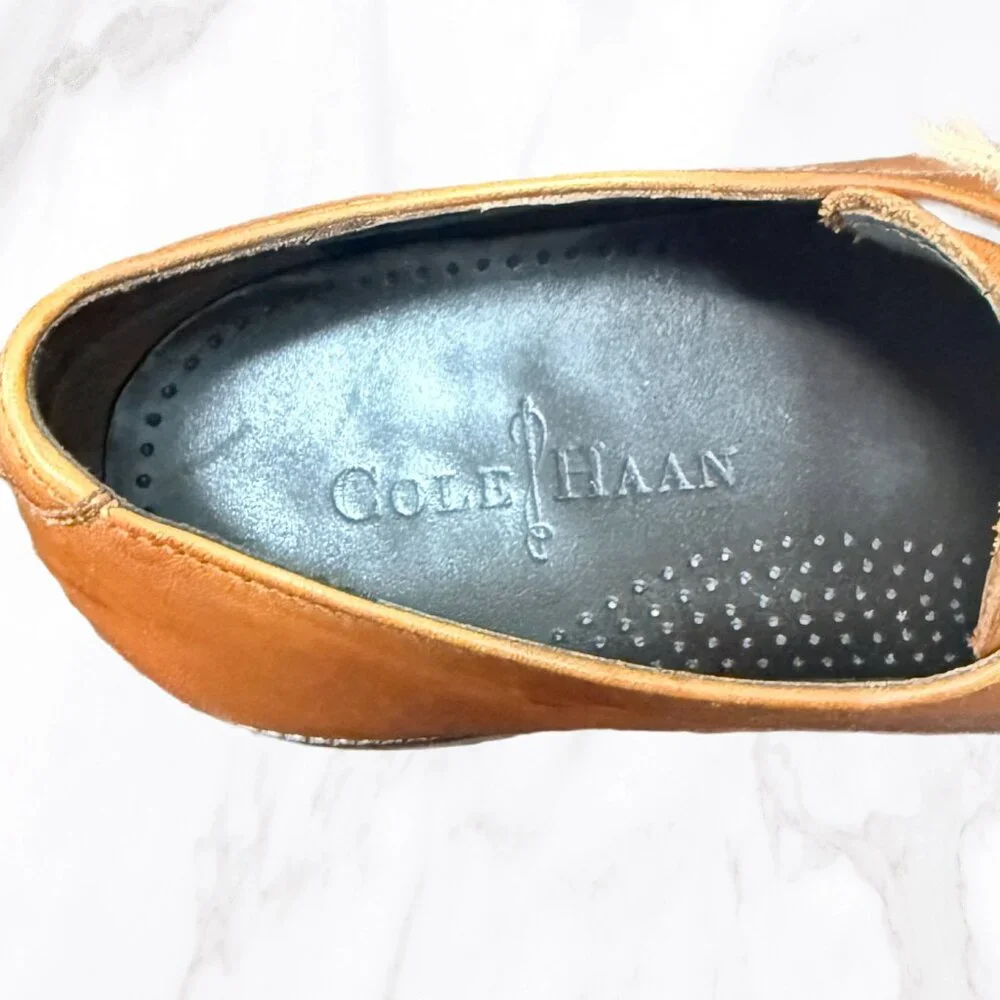 Cole‎ Haan Men's Burnished Tan Leather Oxfords, Size 8.5 - Picture 6 of 9